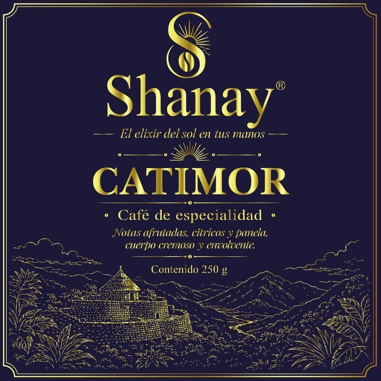 Etiqueta frontal de café Shanay